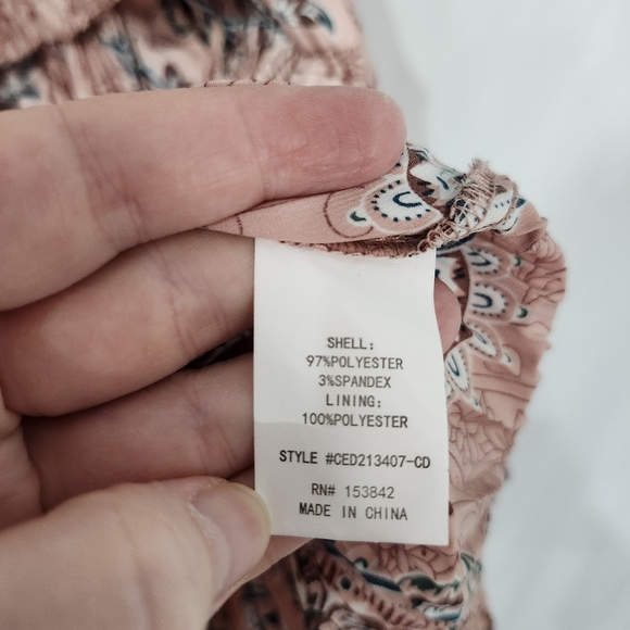 Code X Mode Women's Tiered Dress Size M Mauve Green Satin Floral Paisley Party - Picture 5 of 9